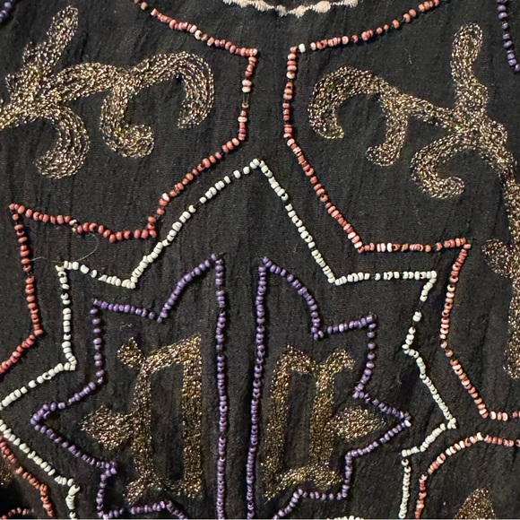 Free People Mandala Georgette Shift Mini Dress Beaded Tie Back Size 2 Black - Picture 8 of 8